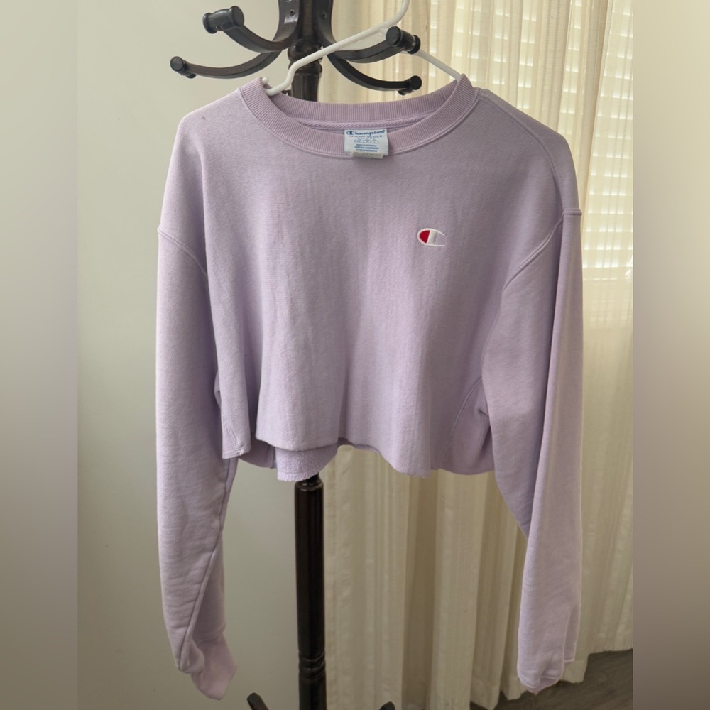 Champion Women's Lavender Cropped Hoodie